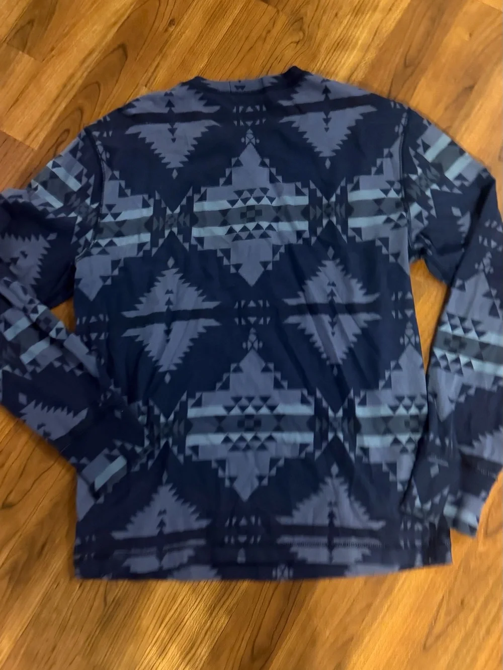 Polo Ralph Lauren blue Southwestern Aztec graphic long-sleeve henley shirt Small